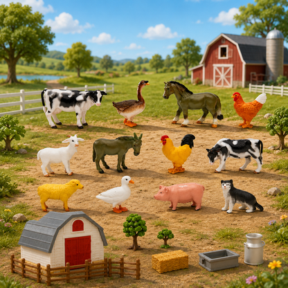 Set Figurine Animale de Fermă – 12 Piese